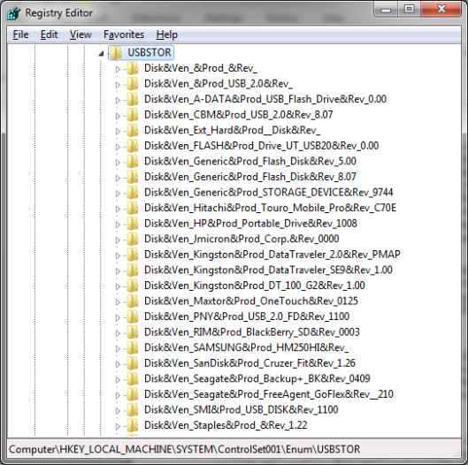 Registry USBSTOR