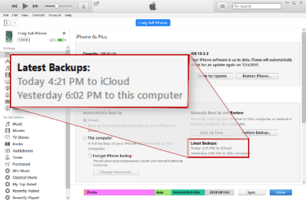 iPhone 1 latest backup